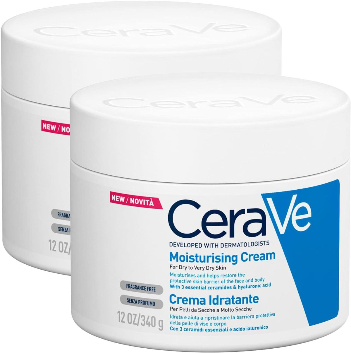 CeraVe 2x Moisturizing Face and Body Cream for Dry and Very Dry Skin - Image 1